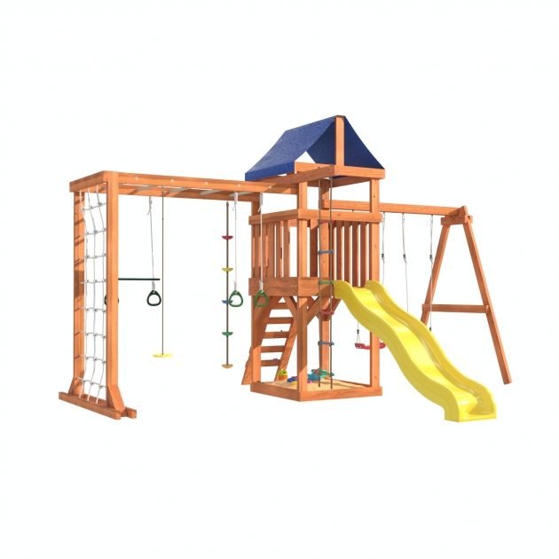 Детская площадка ДКПМ-5 с сеткой для лазания и качелями гнездо