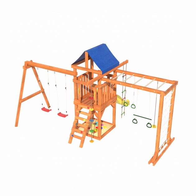 Детская площадка ДКПМ-5 с сеткой для лазания и качелями гнездо