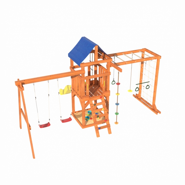 Детская площадка ДКПМ-5 с сеткой для лазания и качелями гнездо