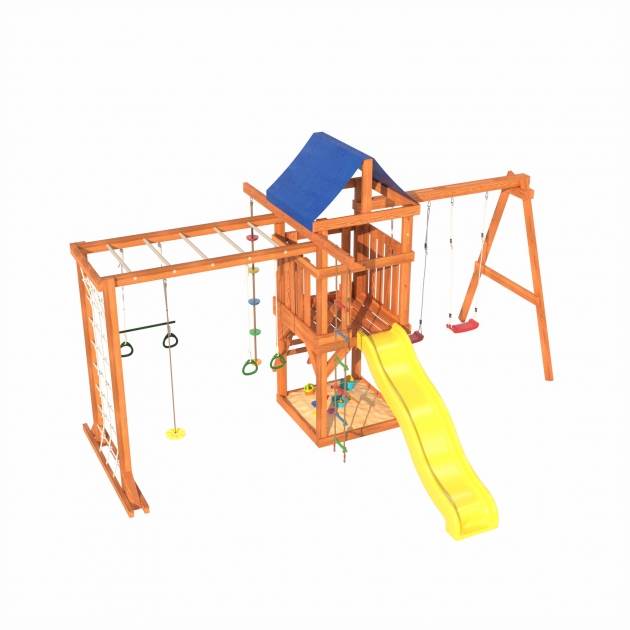 Детская площадка ДКПМ-5 с сеткой для лазания и качелями гнездо