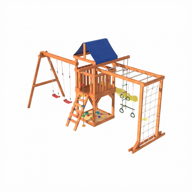 Детская площадка ДКПМ-5 с сеткой для лазания и качелями гнездо