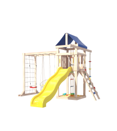 Детская площадка с сеткой стенкой для лазания, качелями лодочка и 3 в 1...