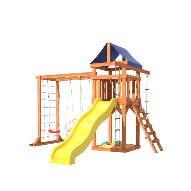 Детская площадка ДКПМ-8 с сеткой для лазания, качелями и гнездом