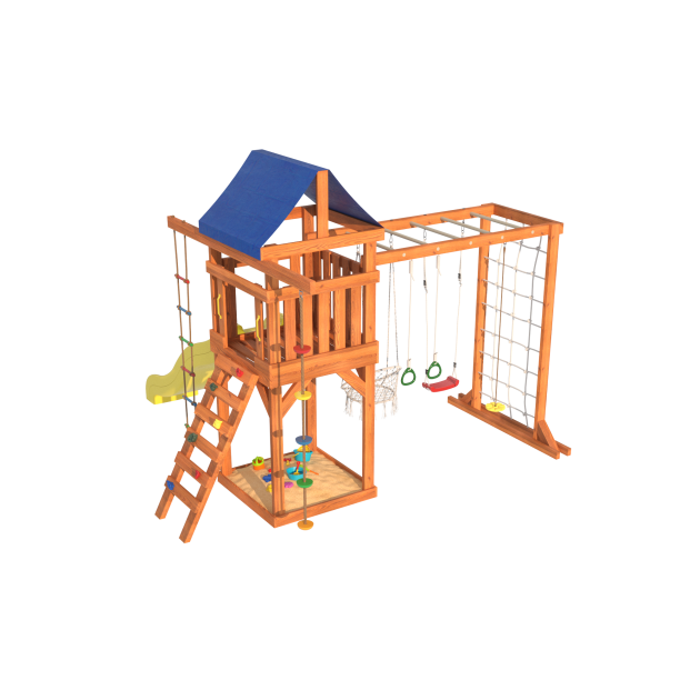 Детская площадка ДКПМ-8 с сеткой для лазания, качелями и гнездом