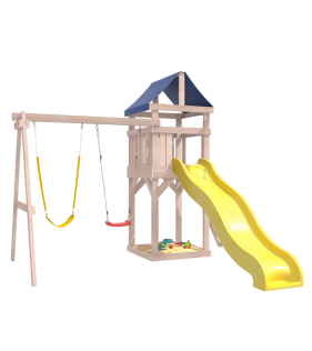Детская площадка неокрашенная с гибкими качелями и лодочкой