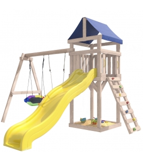 Детская площадка неокрашенная ДКНП-13 с качелями лодочка и гнездом