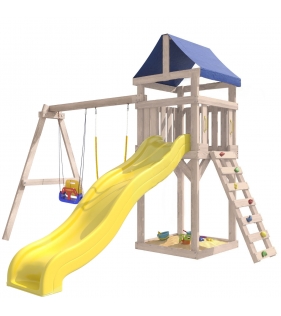 Детская площадка неокрашенная ДКНП-15 с качелями 3 в 1 и гибкими качелями