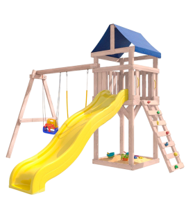 Детская площадка неокрашенная с качелями 3 в 1 и гибкими качелями