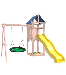 Детская площадка неокрашенная с зелёным гнездом