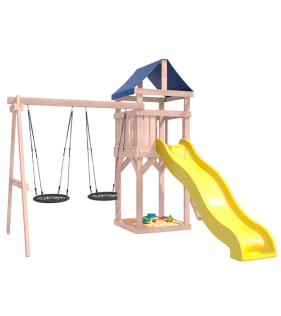 Детская площадка неокрашенная с качелями гнездо