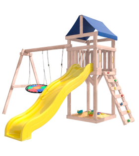 Детская площадка неокрашенная с качелями и гнездом