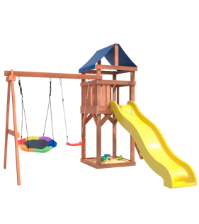 Детская площадка с качелями лодочка и гнездом