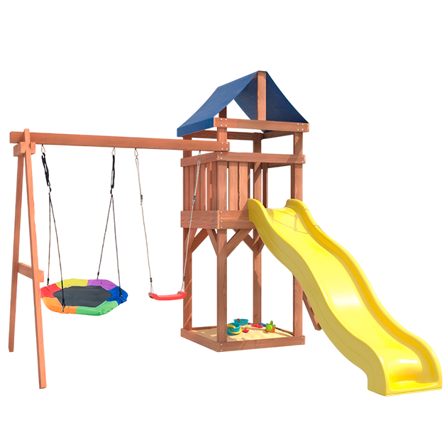 Детская площадка с качелями лодочка и гнездом