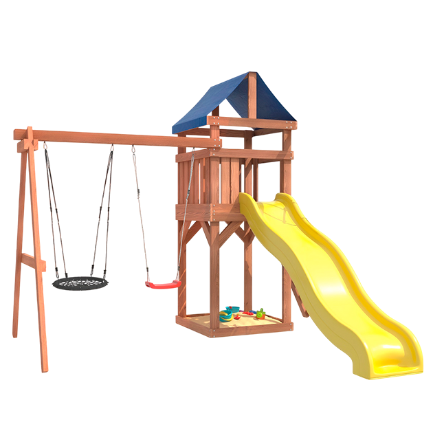 Детская площадка с качелями лодочка и гнездом
