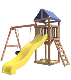 Детская площадка ДКП-4 с зелёными качелями гнездо...