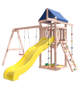 Детская площадка неокрашенная с качелями лодочка...