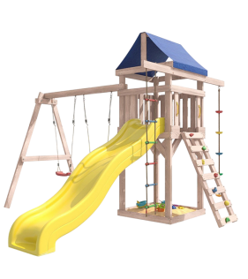 Детская площадка неокрашенная с качелями лодочка...