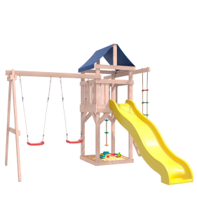 Детская площадка неокрашенная с качелями лодочка