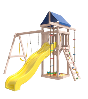 Детская площадка неокрашенная с гибкими качелями и лодочкой...