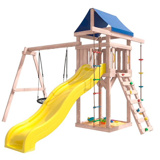 Детская площадка неокрашенная с качелями гнездо