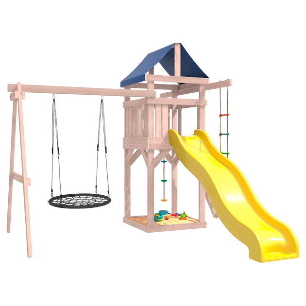 Детская площадка неокрашенная с качелями гнездо