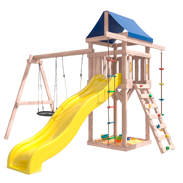 Детская площадка неокрашенная с качелями и гнездом