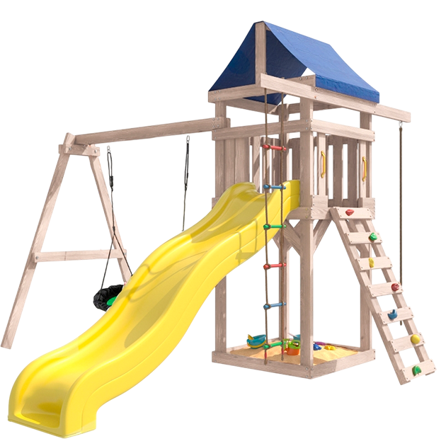 Детская площадка неокрашенная с зелёным гнездом