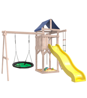 Детская площадка неокрашенная с зелёным гнездом