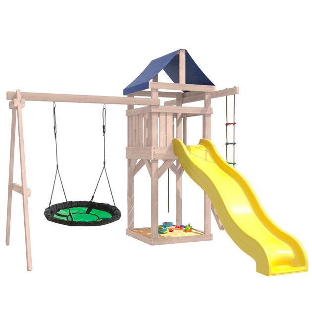 Детская площадка неокрашенная с зелёным гнездом