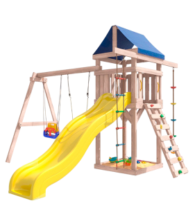 Уличная детская площадка неокрашенная с лодочкой и качелями 3 в 1...