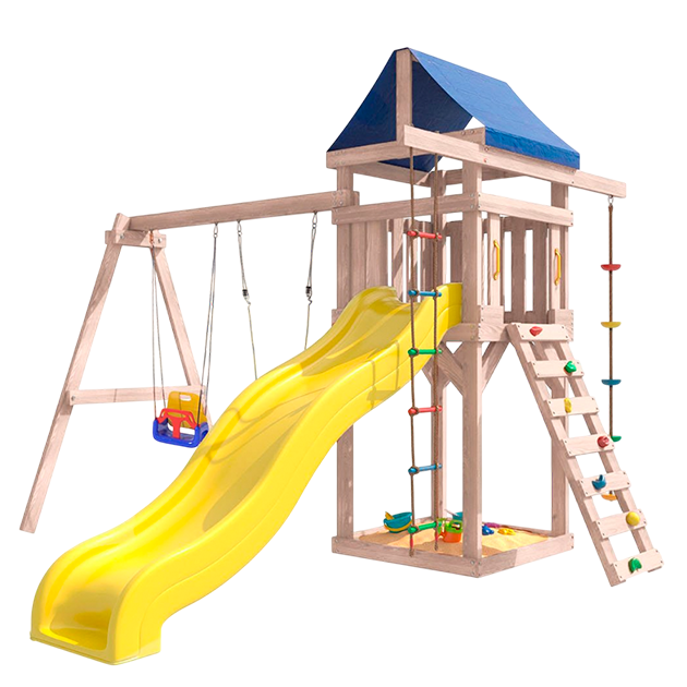 Уличная детская площадка неокрашенная с лодочкой и качелями 3 в 1