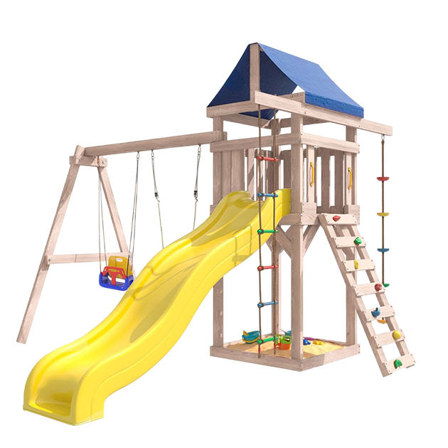 Уличная детская площадка неокрашенная с лодочкой и качелями 3 в 1