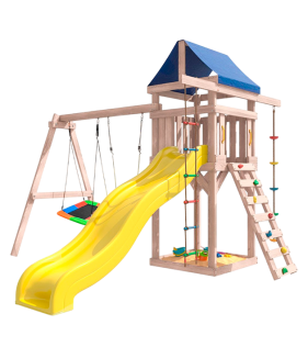 Детская площадка неокрашенная с качелями и гнездом Лодка...