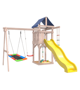 Детская площадка неокрашенная с качелями и гнездом Лодка...