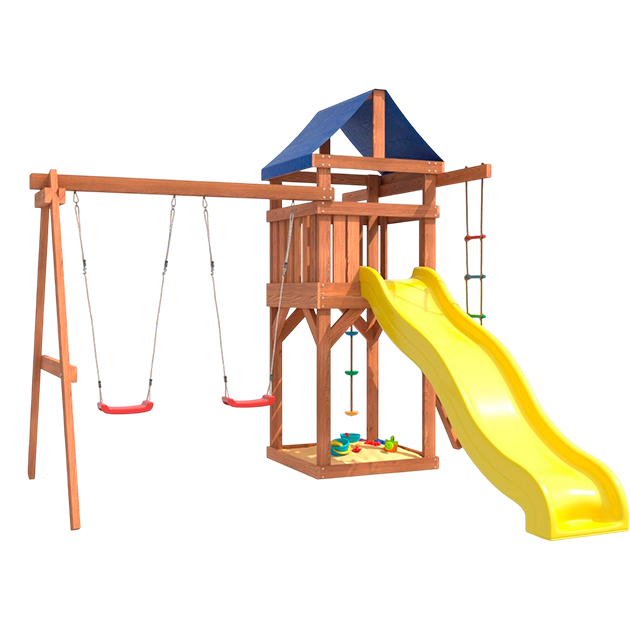 Детская игровая площадка с горкой и подвесными качелями лодочка 