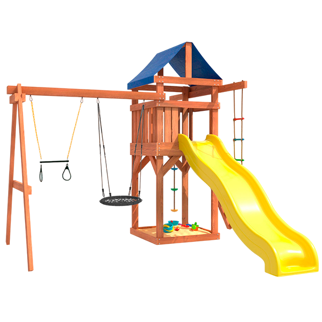 Детская площадка с трапецией и качелями гнездо