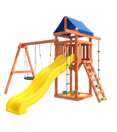 Детская площадка с горкой, подвесными качелями лодочка и гнездом...