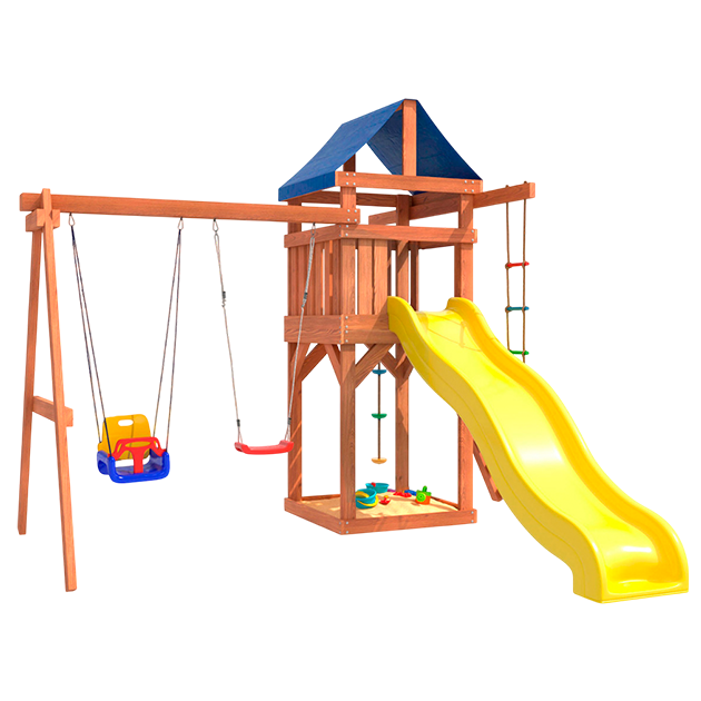 Уличная детская площадка с качелями лодочка и трансформер 3 в 1