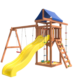 Детская игровая площадка с горкой и подвесными качелями лодочка...