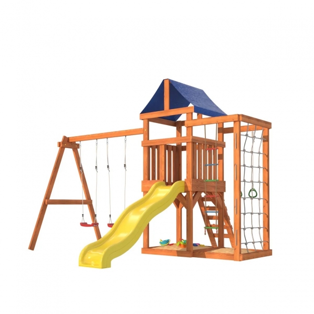 Детская площадка для улицы и дачи с сеткой стенкой для лазания и качелями лодочка.