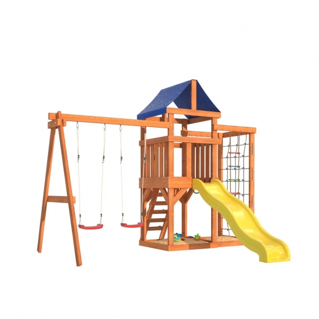 Детская площадка для улицы и дачи с сеткой стенкой для лазания и качелями лодочка.