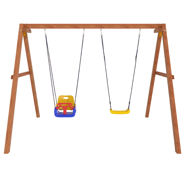 Деревянные качели с качелями со спинкой