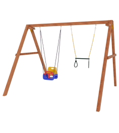 Деревянные качели с качелями со спинкой и трапецией...