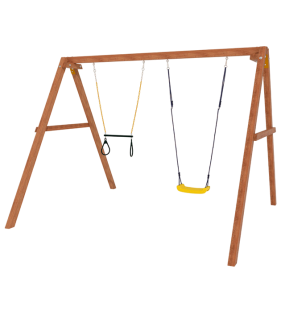 Деревянные качели с трапецией