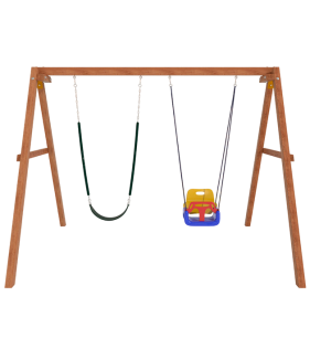 Деревянные качели с качелями со спинкой и гибкими качелями