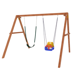 Деревянные качели с качелями со спинкой и гибкими качелями...