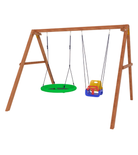 Деревянные качели с качелями со спинкой и качелями гнездо...