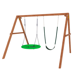 Деревянные качели с гибкими качелями и качелями гнездо...