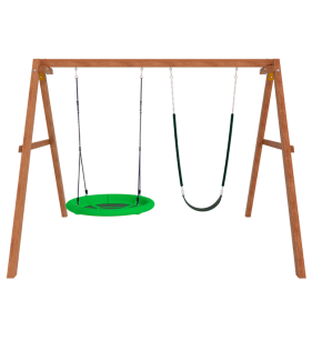 Деревянные качели с гибкими качелями и качелями гнездо