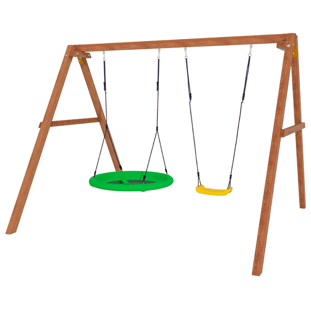 Деревянные качели с качелями гнездо
